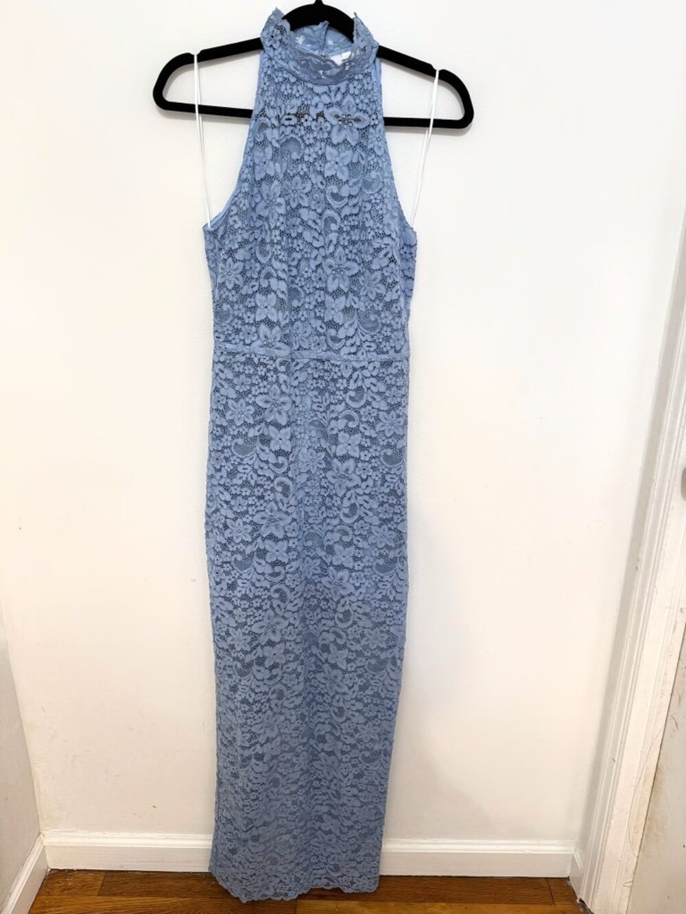 Amanda Uprichard Brynley Maxi Baby Blue Lace Halter Dress S